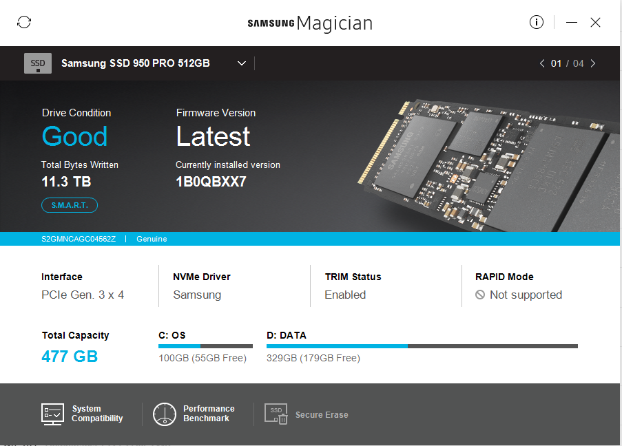 Samsung Magician SSD Software 8.1.0 Image