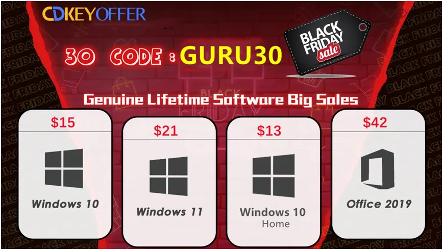 Black Friday Sale Up to - 91%, Microsoft Windows 10/11 under $13,Office $25  ! (6/12/23)