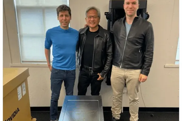 Nvidia CEO Delivers First DGX H200 AI System to OpenAI Leaders