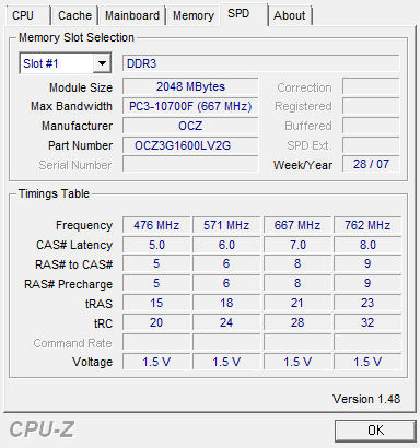 OCZ DDR3 PC3-12800 Gold Low-Voltage Triple Channel memory