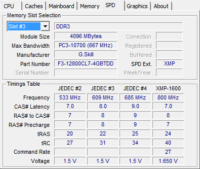 G.Skill 2x4GB Trident 1600 MHz CL7 DDR3 memory
