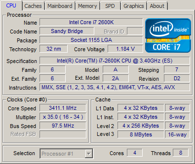 ASUS P8Z68 V PRO Intel Z68 review - CPU-Z Screenshots Core i7 2600K