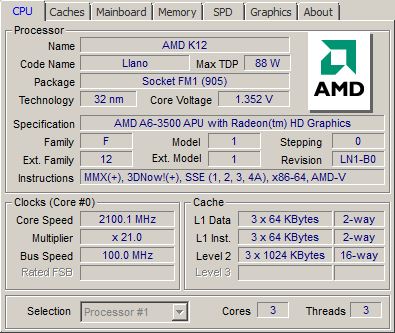 AMD A6 3500 processor