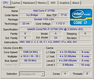 Core i7 3770K review with Z77 - CPU-Z Screenshots and System