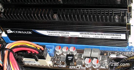 3 sticks of 2GiB DDR3-1600 with 8-8-8-24 timings