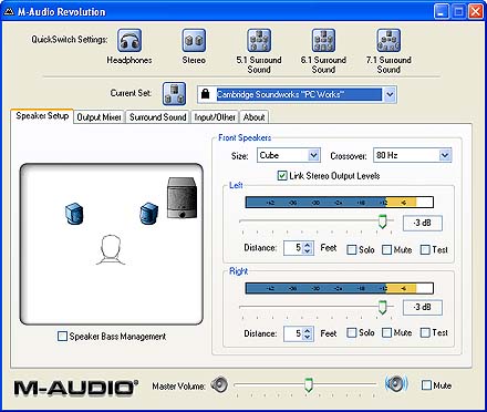M-Audio driver -- Selectable speaker sets